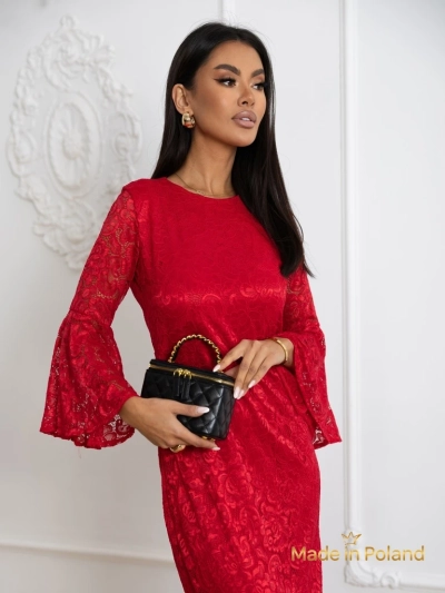 Women's Lace Midi Dress with Wide Sleeves Holly Wow