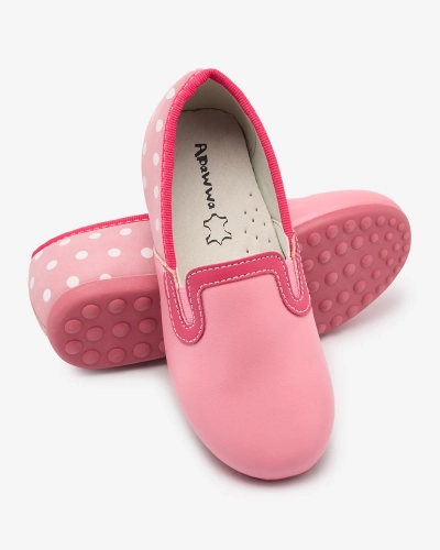 Pink girls' eco leather pea-print half shoes Rellme- Footwear