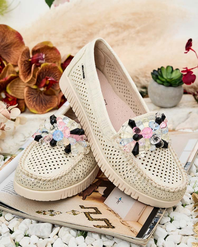 Royalfashion Sieviešu ažūra mokasīni ar pērlītēm Nasfali
