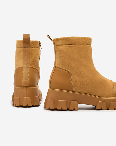 Royalfashion Women's flat heeled boots in camel Leffoi