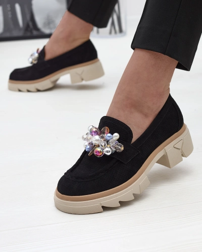 Женские черные ажурные мокасины Peloga- Footwear