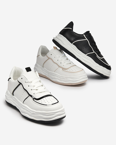 Black women's sneakers with glossy inserts Pinero - Footwear