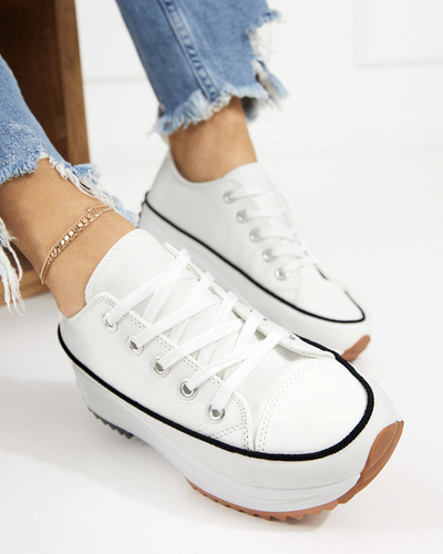 OUTLET Women's white trainers on the Treminso platform - Footwear