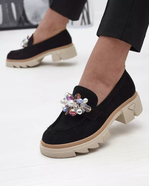 Sieviešu melni ažūri mokasīni Peloga- Footwear