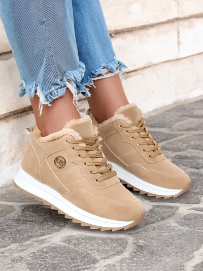 Royalfashion Gaiši brūni sieviešu siltinātie sporta apavi Lahho