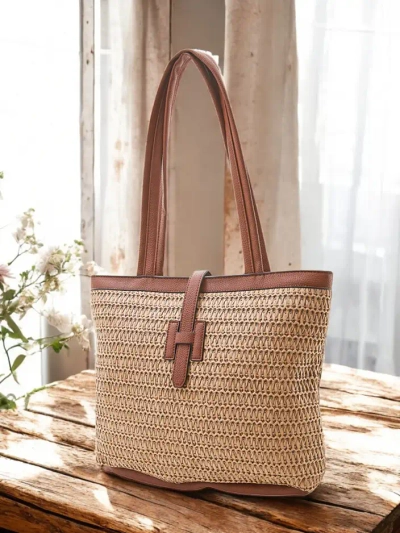 Royalfashion Large straw women's handbag