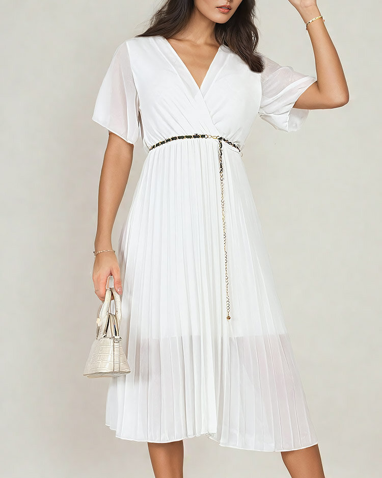 Royalfashion Женское плиссированное платье-миди