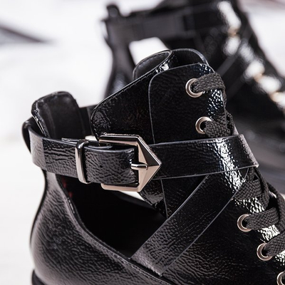 Black varnished ankle boots Ivone - Shoes 1