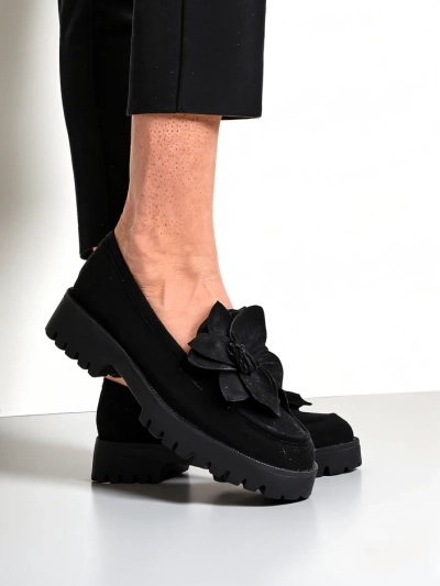 Royalfashion Eco suede women's moccasins with a Floverse flower