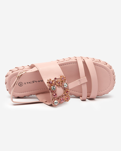 OUTLET Women's light pink sandals with a decorative Govy-Footwear buckle
