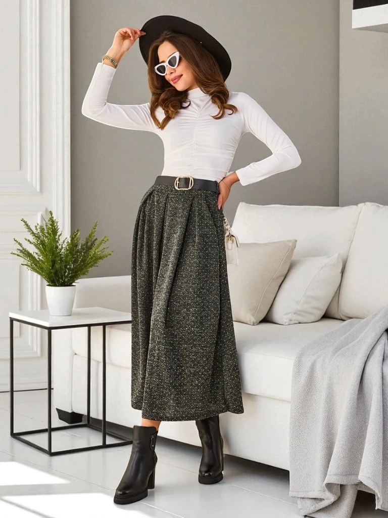 Royalfashion sieviešu vidēja garuma svārki