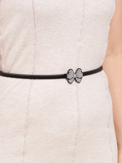 Black Melina women's belt with a metal bow in latino glam style