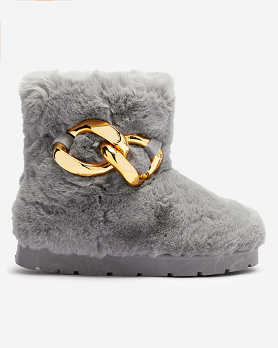 Grey women's snow boots with fur Sattopa- Footwear