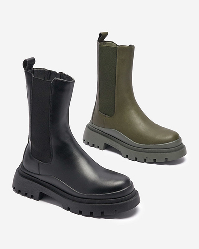 OUTLET Black women's flat-heeled boots Okidas - Footwear