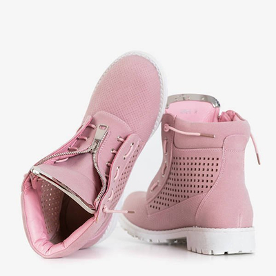 OUTLET Pink Sieviešu Ice Love ažūra pārgājienu zābaki - Apavi