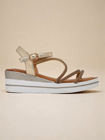 Royalfashion Women’s wedge sandals with rhinestones Ballosa