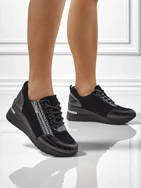 Calista Nero women's black wedge sneakers - elegance and everyday comfort