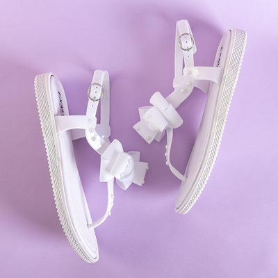 White women's sandals a'la flip-flops with a Domala bow - Footwear