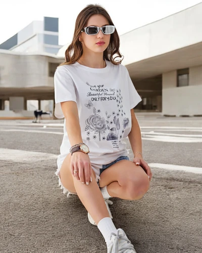 Royalfashion Women's cotton blouse with the inscription