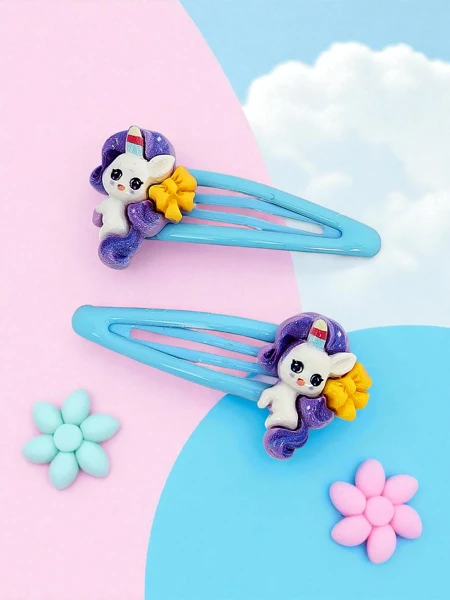 Hair clips with unicorn