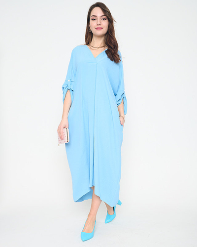 Light blue women's oversize midi dress - Clothing