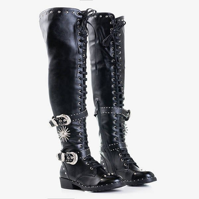 Black lace-up boots made of eco leather Stefania - Footwear