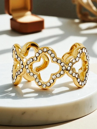 Bransoletka Ariadne Silverita z kryształami – srebrna, geometryczny wzór glamour