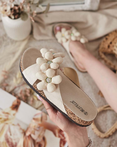 Royalfashion Women's Polidda Flower Strap Flip Flop Flops