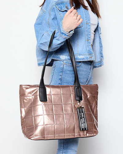 Gold-pink quilted shopper bag - Accessories