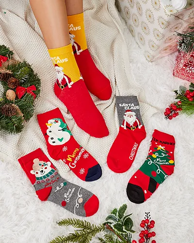 Royalfashion Women's long holiday socks 5/pack