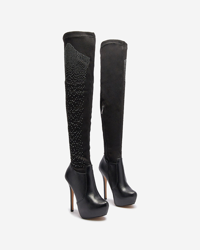 Sieviešu augstpapēžu zābaki melnā krāsā Agiocio- Footwear