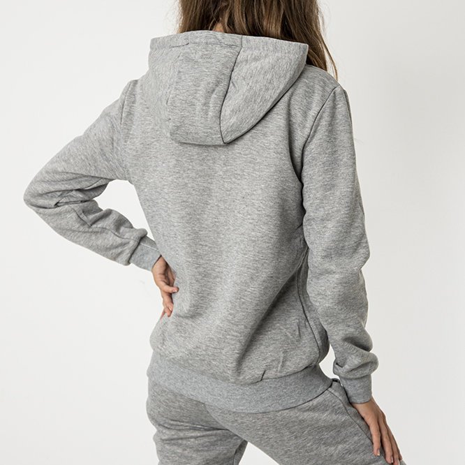Серое женское худи с капюшоном