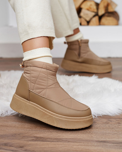 Royalfashion Women's slip-on snow boots in brown color Armeda