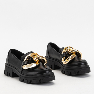 OUTLET Black women's shoes with a gold chain Kesoni - Footwear