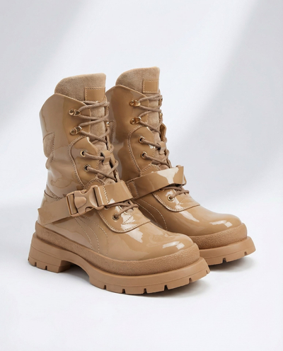 Royalfashion Женские лакированные ботинки светло-коричневого цвета Setogy