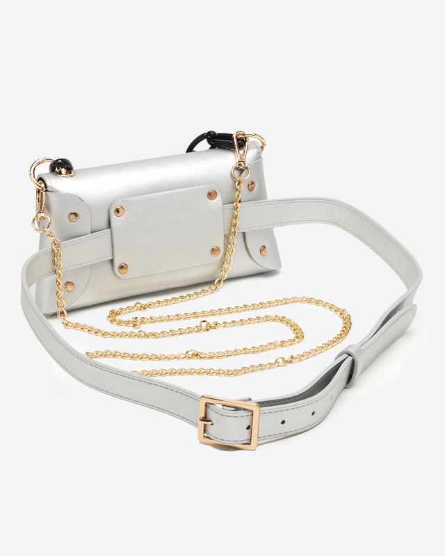 Silver small kidney bag with embossing - Accessories