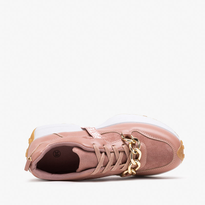 Pink women's sports shoes with a gold chain Nerika - Footwear