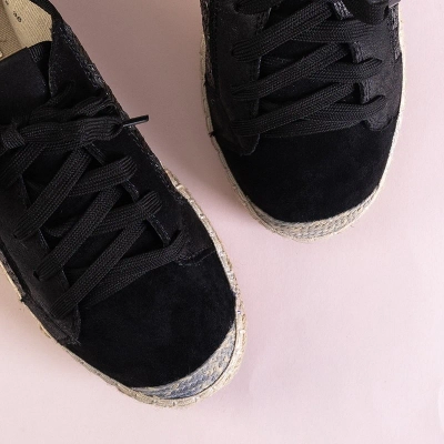 OUTLET Black women's tennis shoes a'la espadrilles Fesmav - Footwear