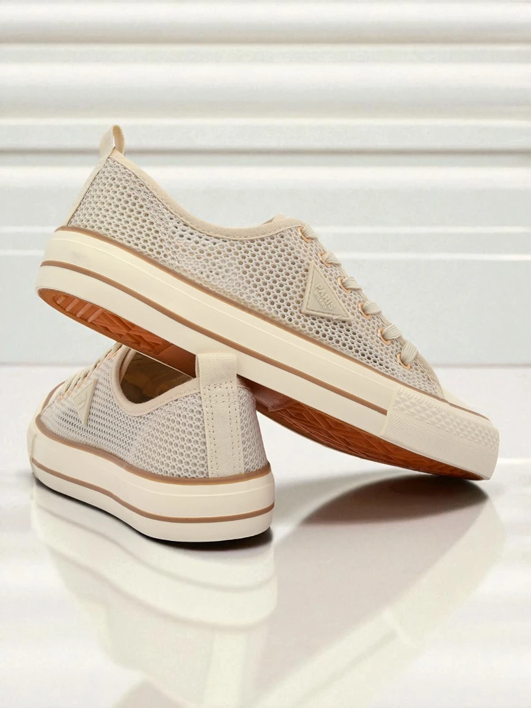 Aurelia Beige - женские тканевые кроссовки на плоской подошве 3 см
