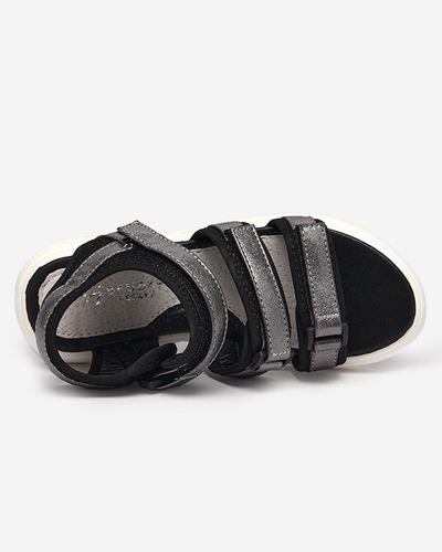 Meiteņu sandales aizdarāmas ar Velcro no grafīta Mumin - Apavi