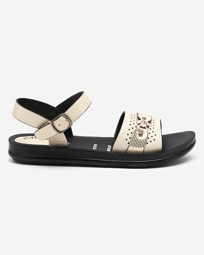 Royalfashion Shiny beige women's flat sandals Nafi