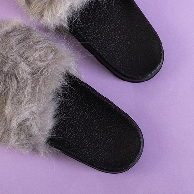 Light gray women's slippers with fur Danita - Footwear