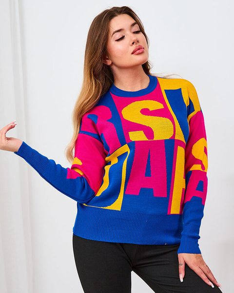 Royalfashion Brown and blue women's letter sweater