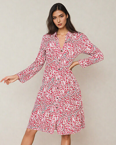 Royalfashion Sieviešu midi kleita ar apdruku