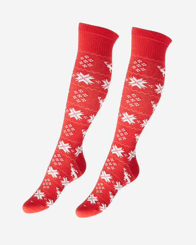 Women's Red Long Christmas Socks - Underwear
