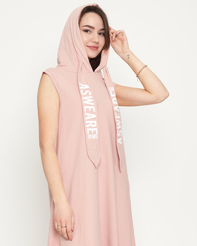 Pink midi women's sweatshirt dress - Clothing