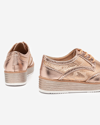 OUTLET Pink and gold women's shoes with snake skin inserts Fin - Footwear