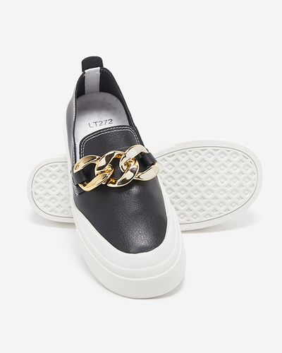 Black women's slip-on shoes on thicker sole with decoration Senuli - Footwear