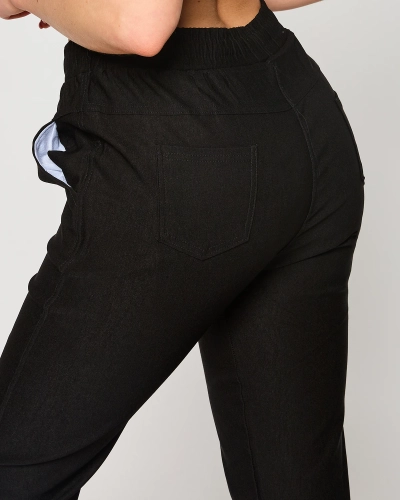 Women's straight fabric pants in black PLUS SIZE- Clothing