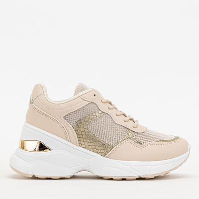Beige Women's Sneakers with Hidden Anchor Waqsa - Footwear